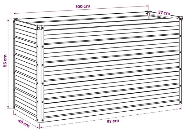 Povišeni vrtni krevet Crna 100 x 40 x 55 cm - 100 x 40 x 55 cm Crna