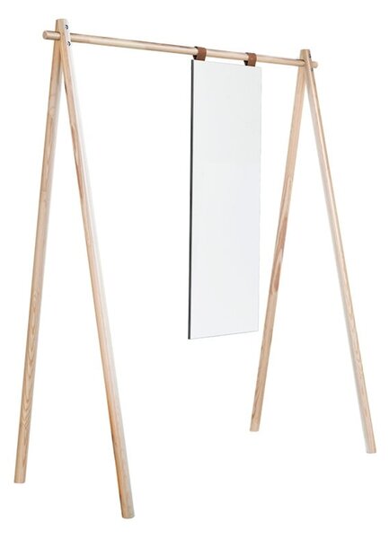 Stalak-vješalica od borovine s ogledalom Karup Design Hongi Natural