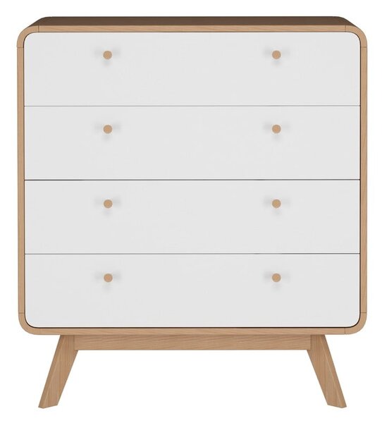 Bijela/u prirodnoj boji visoka komoda u dekoru hrasta 80x88 cm Caitlin – Støraa