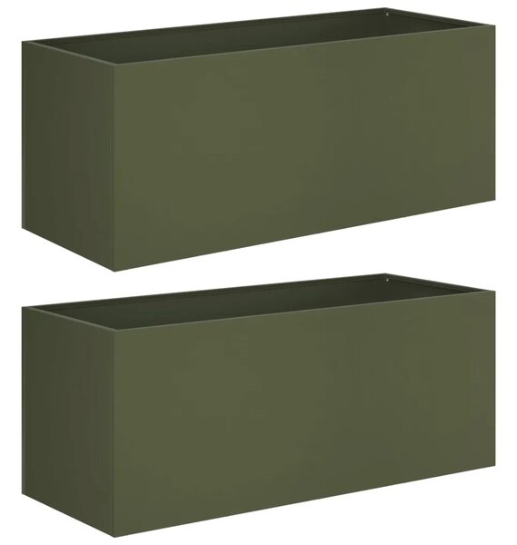 Vrtna saksija 2 kom. Maslinastozelena 100 x 40 x 40 cm - Maslinastozelena 100 x 40 x 40 cm 2