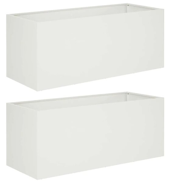 Vrtna saksija 2 kom. Bijela 100 x 40 x 40 cm Čelična vrata - Bijela 100 x 40 x 40 cm 2