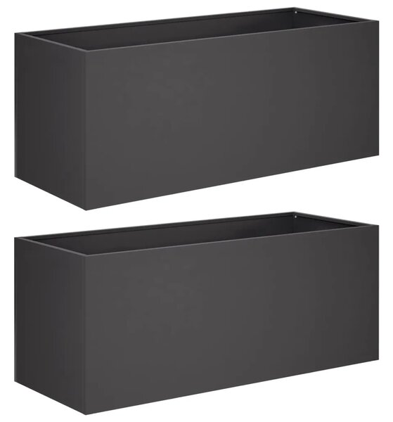 Vrtna saksija 2 kom. Crna 100 x 40 x 40 cm Čelična vrata - Crna 100 x 40 x 40 cm 2