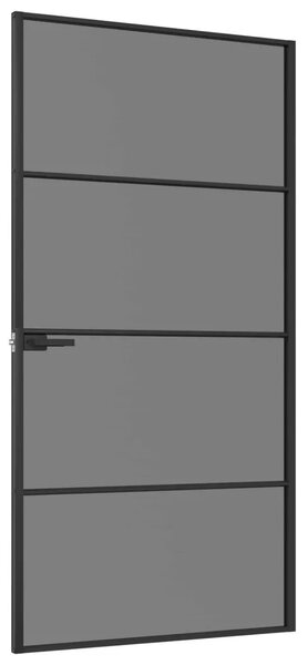 Unutarnja vrata 102 5 x 201 5 cm Kaljeno Staklo i Aluminij - Crna 102 5 x 201 5 cm 3 vodoravne šipke