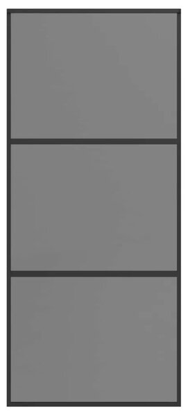 Klizna vrata 90 x 205 cm Kaljeno Staklo i Aluminij - 90 x 205 cm 2 horizontalne šipke (tamno prozirno staklo)