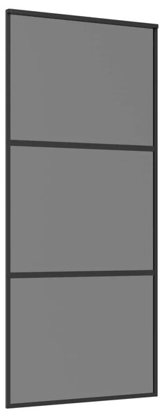 Klizna vrata 90 x 205 cm Kaljeno Staklo i Aluminij - 90 x 205 cm 2 horizontalne šipke (tamno prozirno staklo)