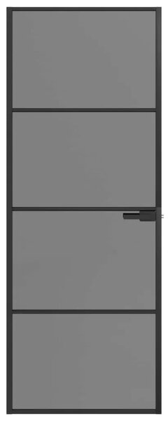Unutarnja vrata 76 x 201 5 cm Kaljeno Staklo i Aluminij - Crna 76 x 201 5 cm 3 vodoravne šipke