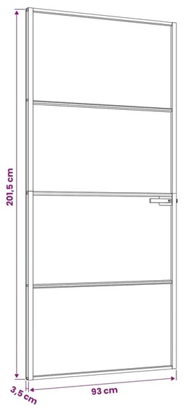 Unutarnja vrata 93 x 201 5 cm Kaljeno Staklo i Aluminij - Crna 93 x 201 5 cm 3 vodoravne šipke