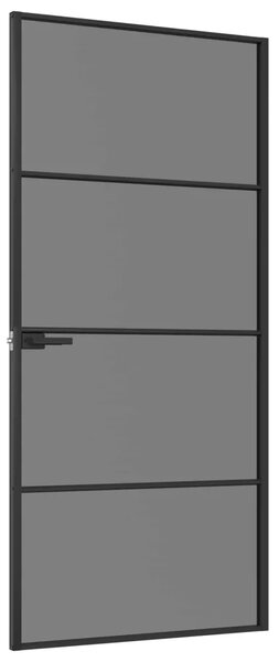 Unutarnja vrata 93 x 201 5 cm Kaljeno Staklo i Aluminij - Crna 93 x 201 5 cm 3 vodoravne šipke