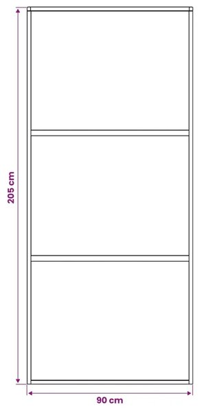 Klizna vrata 90 x 205 cm Kaljeno Staklo i Aluminij - 90 x 205 cm 2 horizontalne šipke (tamno prozirno staklo)