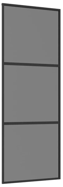 Klizna vrata 76 x 205 cm Kaljeno Staklo i Aluminij - 76 x 205 cm 2 horizontalne šipke (tamno prozirno staklo)