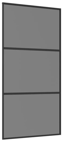Klizna vrata 102 x 205 cm Kaljeno Staklo i Aluminij - 102 x 205 cm 2 horizontalne šipke (tamno prozirno staklo)
