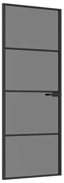 Unutarnja vrata 76 x 201 5 cm Kaljeno Staklo i Aluminij - Crna 76 x 201 5 cm 3 vodoravne šipke
