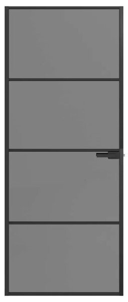 Unutarnja vrata 83 x 201 5 cm Kaljeno Staklo i Aluminij - Crna 83 x 201 5 cm 3 vodoravne šipke