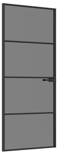 Unutarnja vrata 83 x 201 5 cm Kaljeno Staklo i Aluminij - Crna 83 x 201 5 cm 3 vodoravne šipke