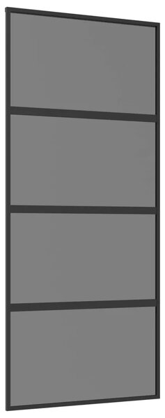 Klizna vrata 90 x 205 cm Kaljeno Staklo i Aluminij - Crna 90 x 205 cm Tamno prozirno