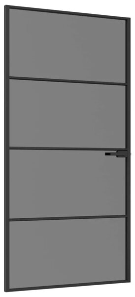 Unutarnja vrata 102 5 x 201 5 cm Kaljeno Staklo i Aluminij - Crna 102 5 x 201 5 cm 3 vodoravne šipke