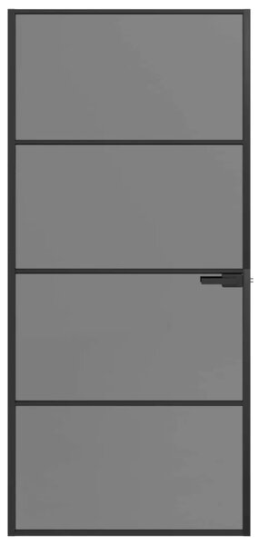 Unutarnja vrata 93 x 201 5 cm Kaljeno Staklo i Aluminij - Crna 93 x 201 5 cm 3 vodoravne šipke
