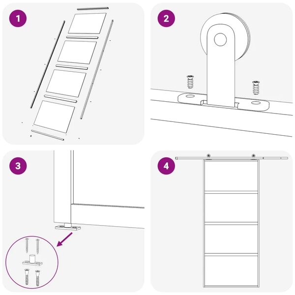 Klizna vrata 90 x 205 cm Kaljeno Staklo i Aluminij - Crna 90 x 205 cm Tamno prozirno
