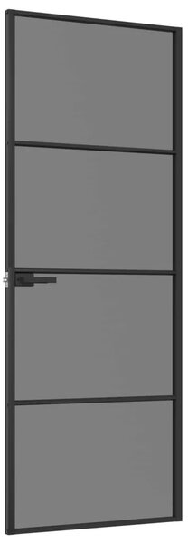 Unutarnja vrata 76 x 201 5 cm Kaljeno Staklo i Aluminij - Crna 76 x 201 5 cm 3 vodoravne šipke