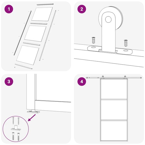 Klizna vrata 76 x 205 cm Kaljeno Staklo i Aluminij - 76 x 205 cm 2 horizontalne šipke (tamno prozirno staklo)