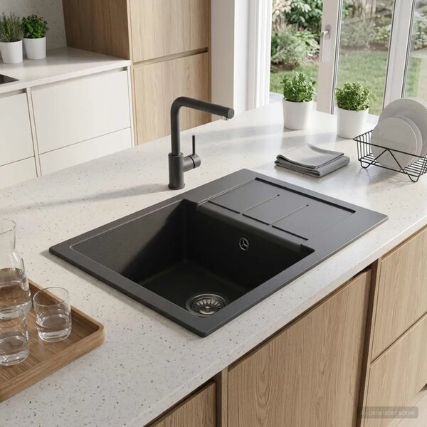 Jednostruki kuhinjski sudoper Granite 62 x 50 x 20 cm Grafitna - Grafitna 620 x 500 mm (korito 345 x 436 mm)
