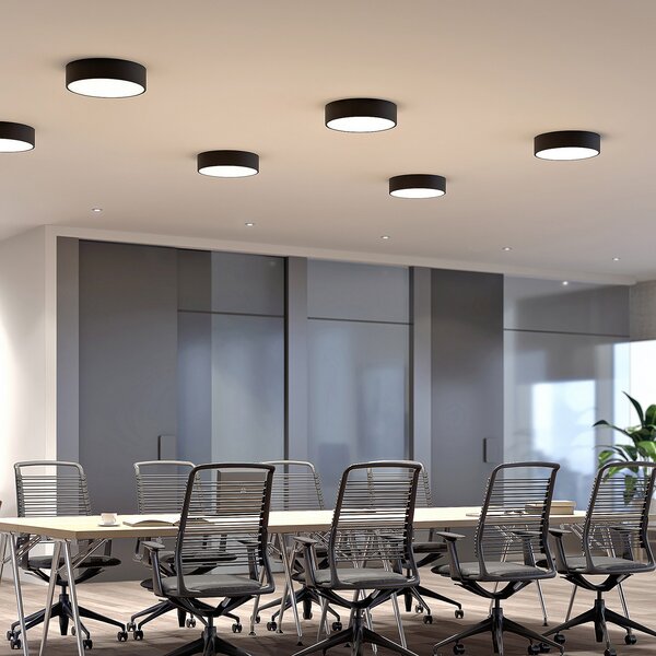 Arcchio LED stropna svjetiljka Noabelle, Ø 40 cm, crna, metal, prigušiva, Crno, Kuhinja, Metal