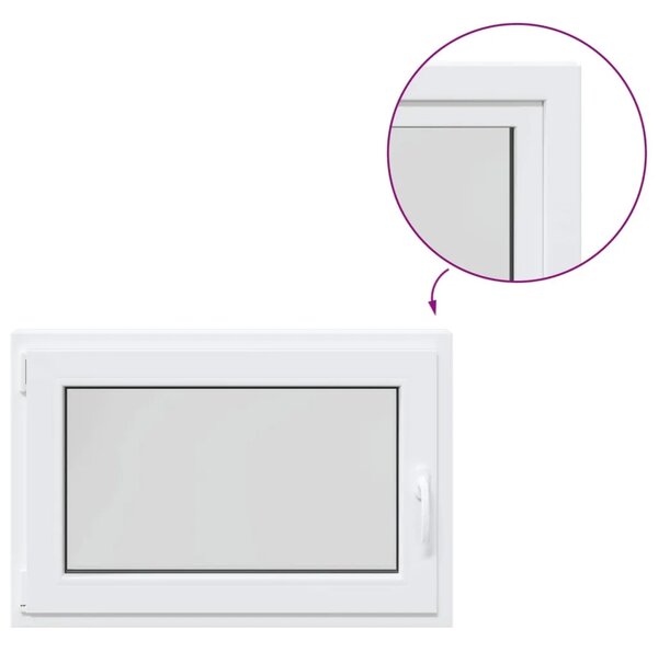 Prozor za podrum RISOR 95 x 50 cm PVC i prozirno staklo - Bijela 95 x 50 cm (Troslojni) Nagibanje i okretanje lijevo