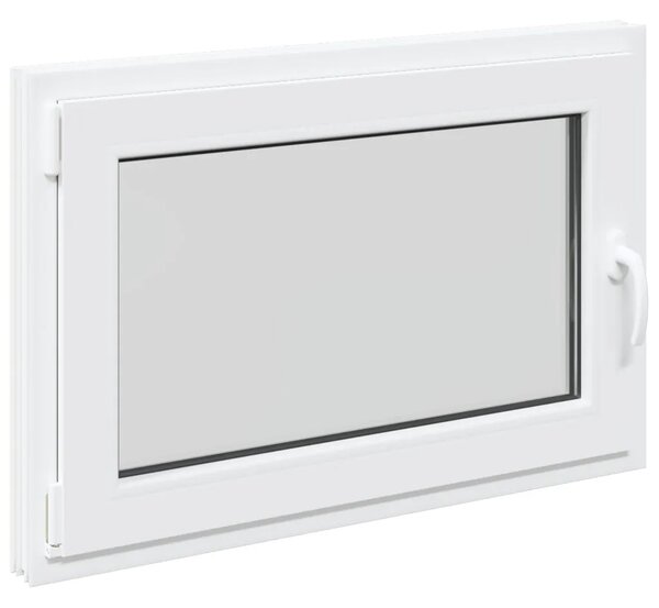 Prozor za podrum RISOR 95 x 50 cm PVC i prozirno staklo - Bijela 95 x 50 cm (Troslojni) Nagibanje i okretanje lijevo
