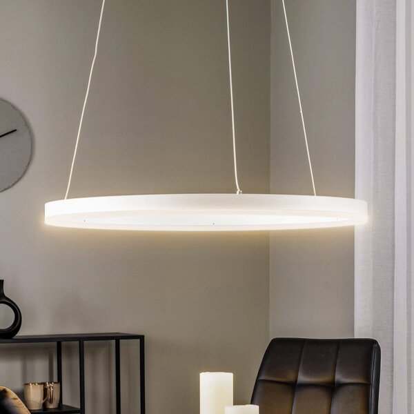 Arcchio Albiona LED viseća svjetiljka, bijela, 1 prsten, Ø 60 cm, prigušiva, Bijela, Kuhinja, Metal