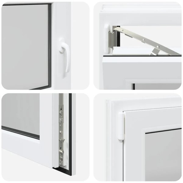 Prozor za podrum RISOR 95 x 50 cm PVC i prozirno staklo - Bijela 95 x 50 cm (Troslojni) Nagibanje i okretanje lijevo