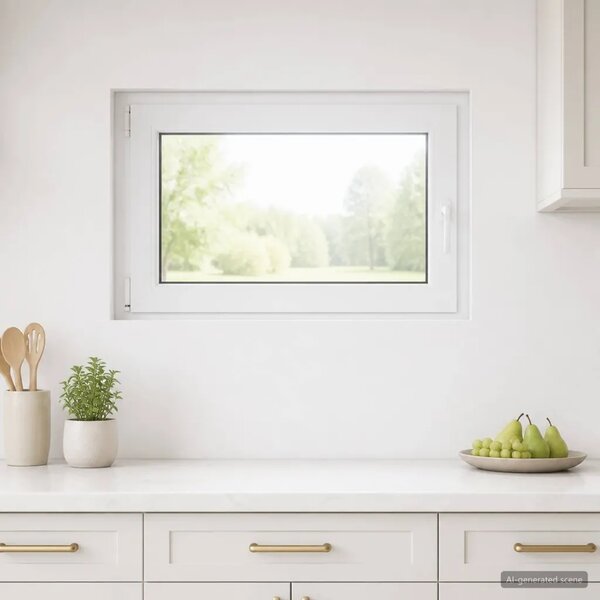 Prozor za podrum RISOR 95 x 50 cm PVC i prozirno staklo - Bijela 95 x 50 cm (Troslojni) Nagibanje i okretanje lijevo