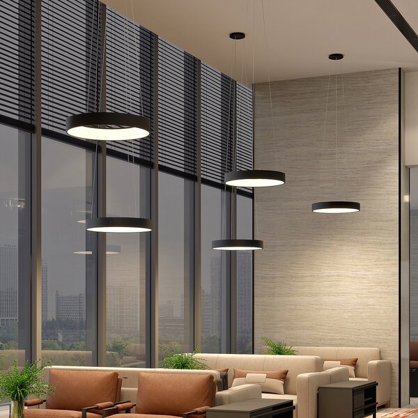 Arcchio LED visilica Aleksi, Ø 60 cm, crna, metal, CCT, prigušiva, Crno, Kuhinja, Metal