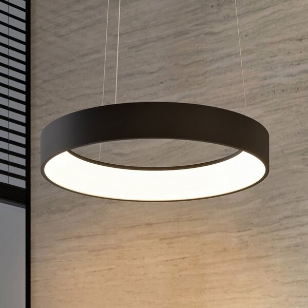 Arcchio LED visilica Aleksi, Ø 60 cm, crna, metal, CCT, prigušiva, Crno, Kuhinja, Metal