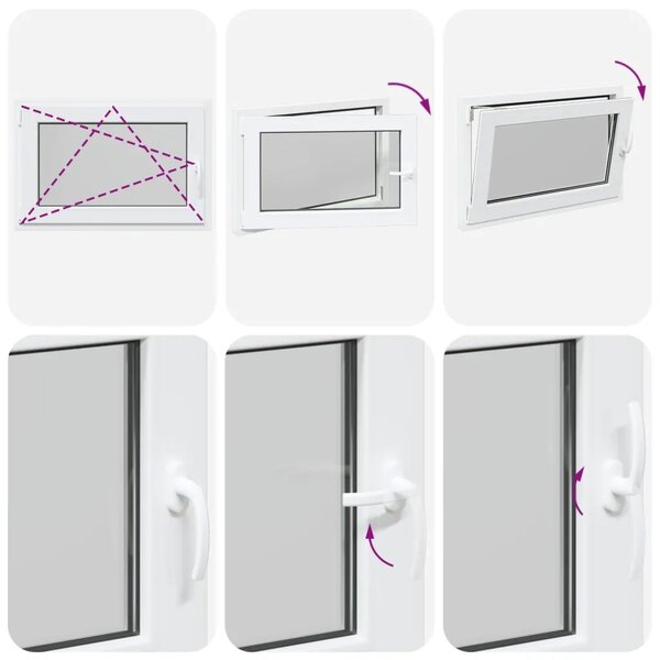 Prozor za podrum RISOR 95 x 50 cm PVC i prozirno staklo - Bijela 95 x 50 cm (Troslojni) Nagibanje i okretanje lijevo
