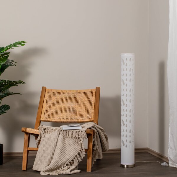 Lindby Alisea podna lampa, 104 cm, bijela, GU10, Bijela, Dnevni boravak/blagovaonica, Plastika