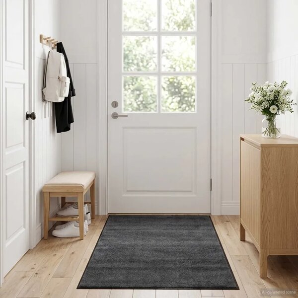 Otirač Svjetlosiva 150 x 90 cm 100 % poliamid Mogu se prati - Svjetlosiva 90 x 150 cm