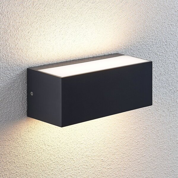 Lindby LED vanjska zidna svjetiljka Nienke, 23 cm, otporna na morsku vodu, IP65, Crno, Plastika