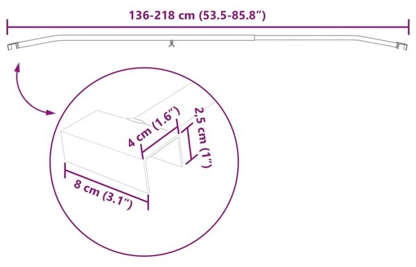 Kuka za platna za prikolice Srebrna 136-218 cm - 136-218 cm 1
