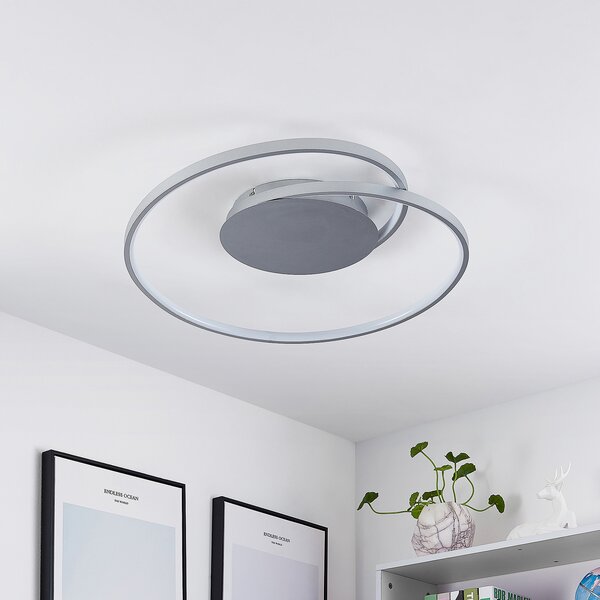 Lucande LED stropna svjetiljka Enesa, 63 cm, CCT, daljinska, prigušiva, prigušiva, Metalik, spavaća soba, Metal