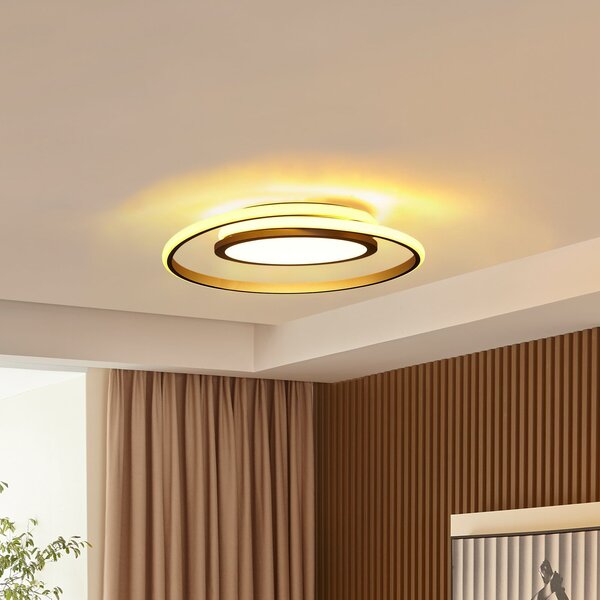 Lucande LED stropna svjetiljka Noud, 49 cm, srebrna, aluminij, prigušiva, prigušiva, Metalik, spavaća soba, Metal