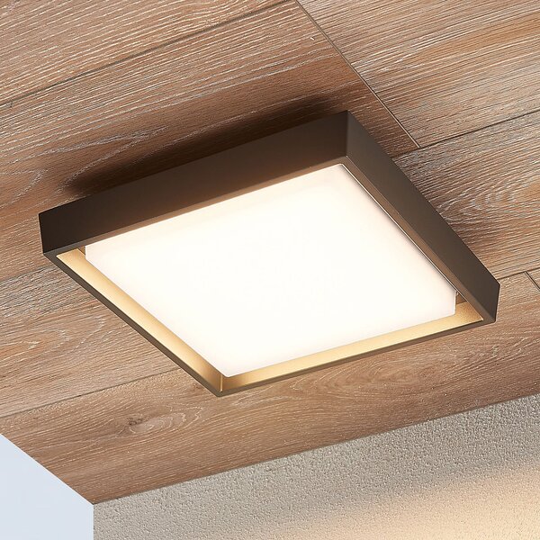 Lucande Birta LED vanjska stropna svjetiljka, tamno siva, 27 cm, IP54, Sivo, Metal