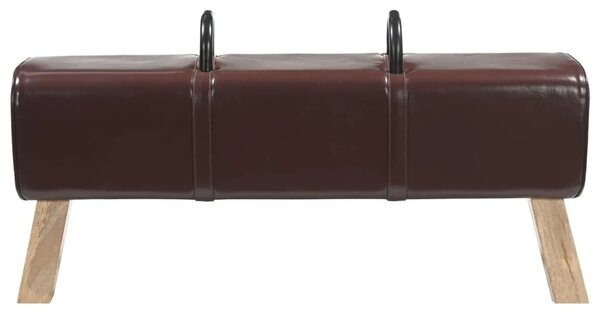 Klupa Tamno smeđa 110 x 30 x 45 cm Prava koža - Tamno smeđa