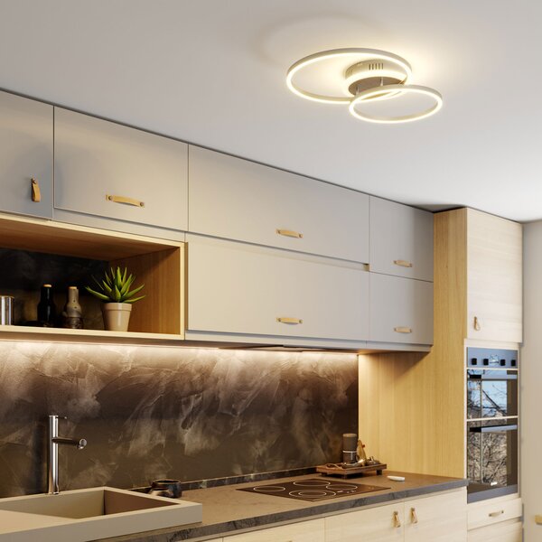 Lindby Smart LED stropna svjetiljka Edica, 58 cm, Tuya, CCT, prigušiva, Sivo, Dnevni boravak/blagovaonica, Metal
