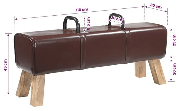 Klupa Tamno smeđa 110 x 30 x 45 cm Prava koža - Tamno smeđa