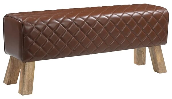 Klupa 110 x 30 x 45 cm Prava koža Smeđa dijamantna - Smeđa dijamantna