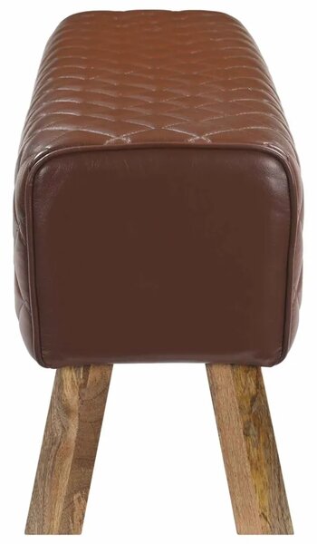 Klupa 110 x 30 x 45 cm Prava koža Smeđa dijamantna - Smeđa dijamantna