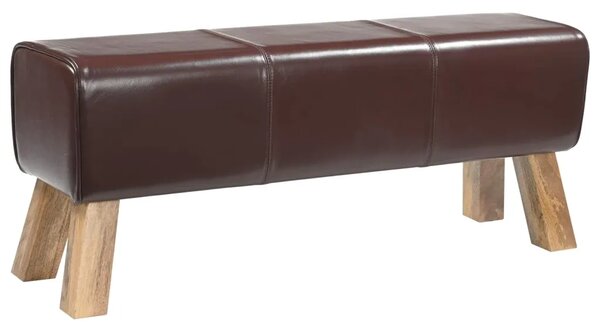 Klupa 110 x 30 x 45 cm Prava koža Tamno smeđa - Tamno smeđa
