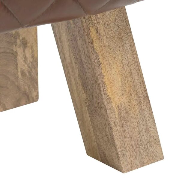 Klupa 110 x 30 x 45 cm Prava koža Smeđa dijamantna - Smeđa dijamantna