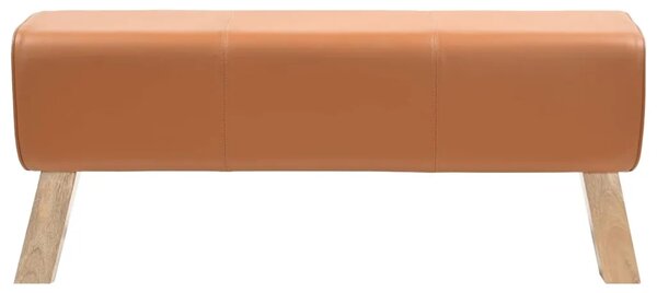 Klupa 110 x 30 x 45 cm Prava koža Smeđa - Smeđa