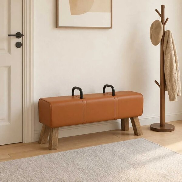 Klupa Smeđa 110 x 30 x 45 cm Prava koža - Smeđa